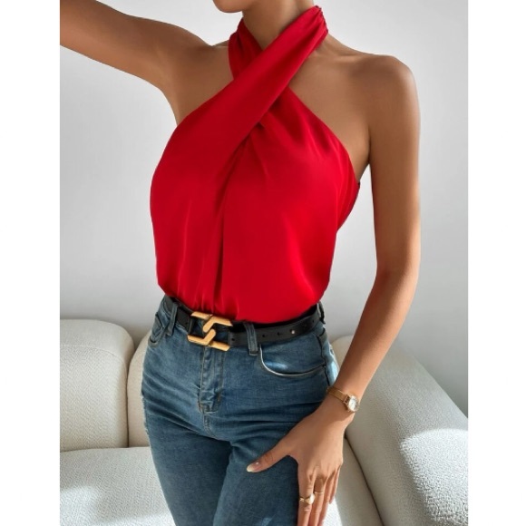 COPY - Luxe crisscross front backless halter top - Picture 6 of 6